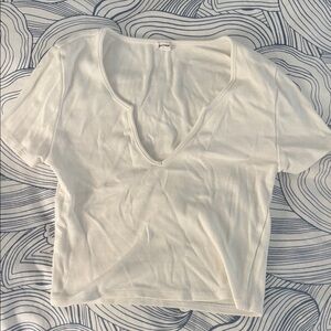 Garage V-Neck White Crop Top